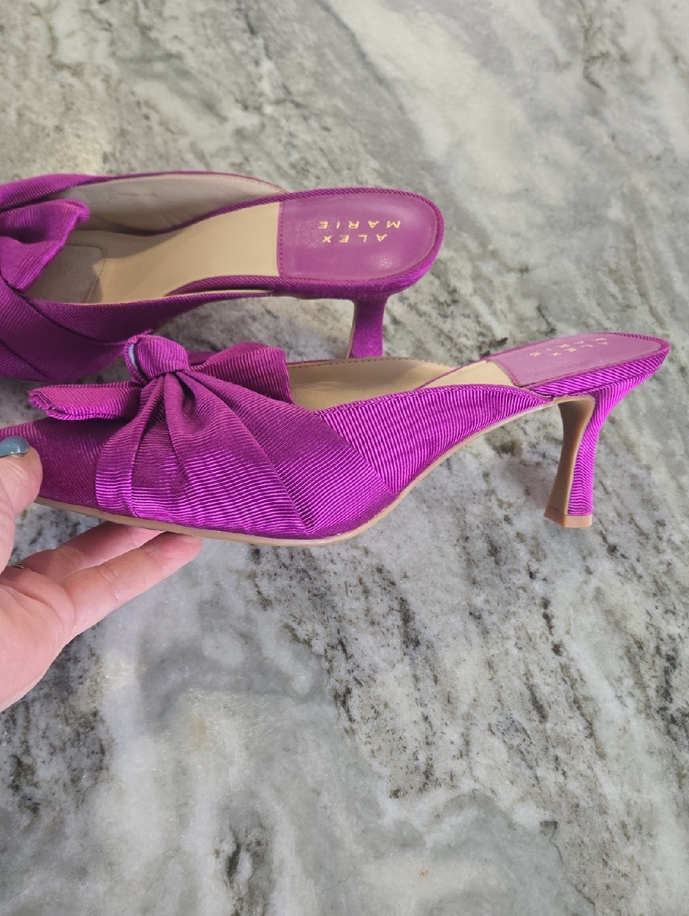 Alex Marie Fuchsia Pointed Toe Knot-Front Mules - Picture 2 of 5